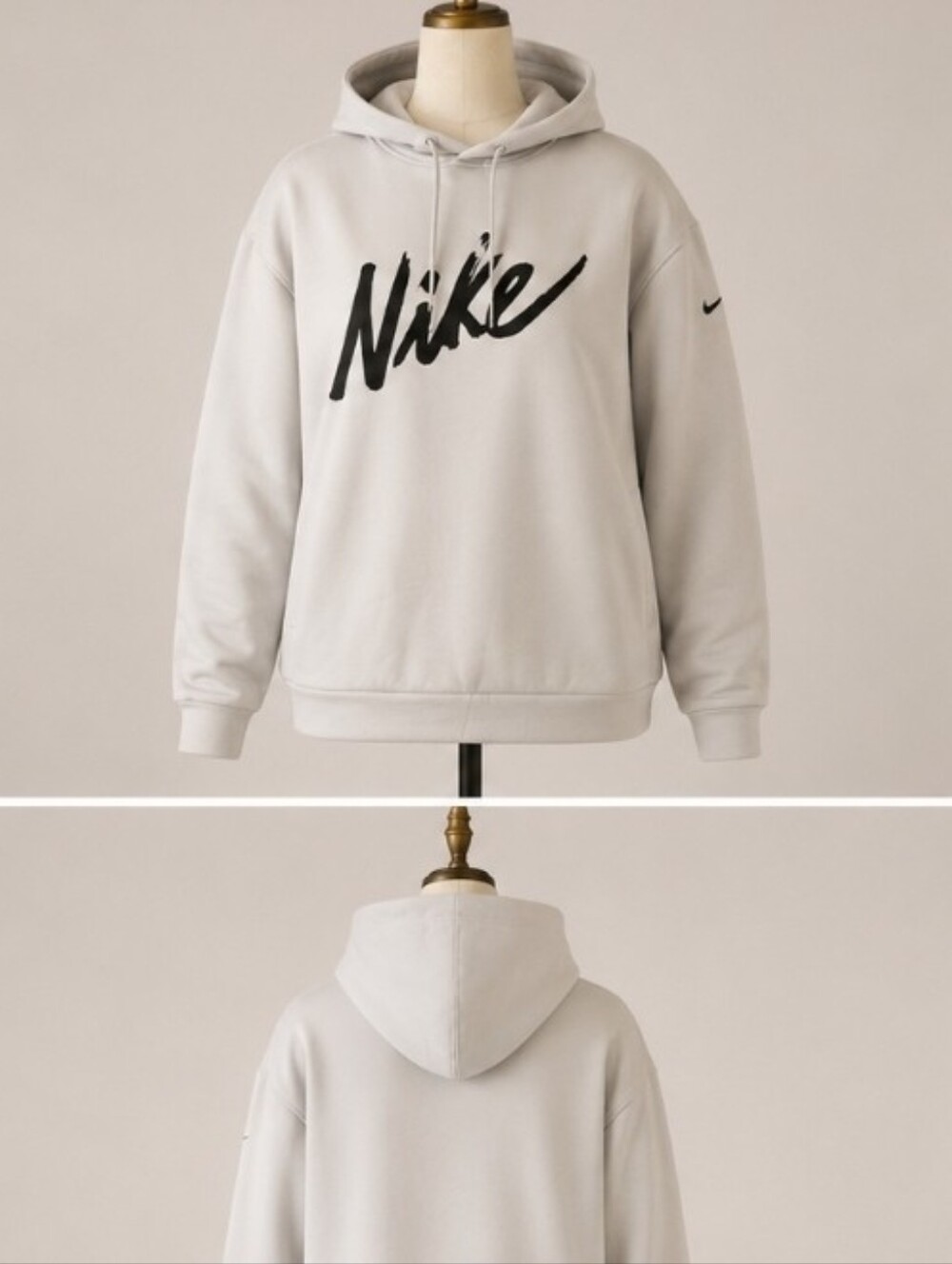 Nike Light Gray Hoodie with Black Script Logo